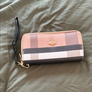 Amazon Pink and Black Wallet with Gold Bee Accent